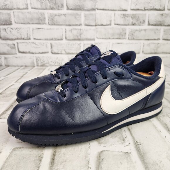 Nike Cortez Men's Sz 11.5 Midnight Navy Leather Athletic Sneaker Shoe 316419-40 - Picture 3 of 10